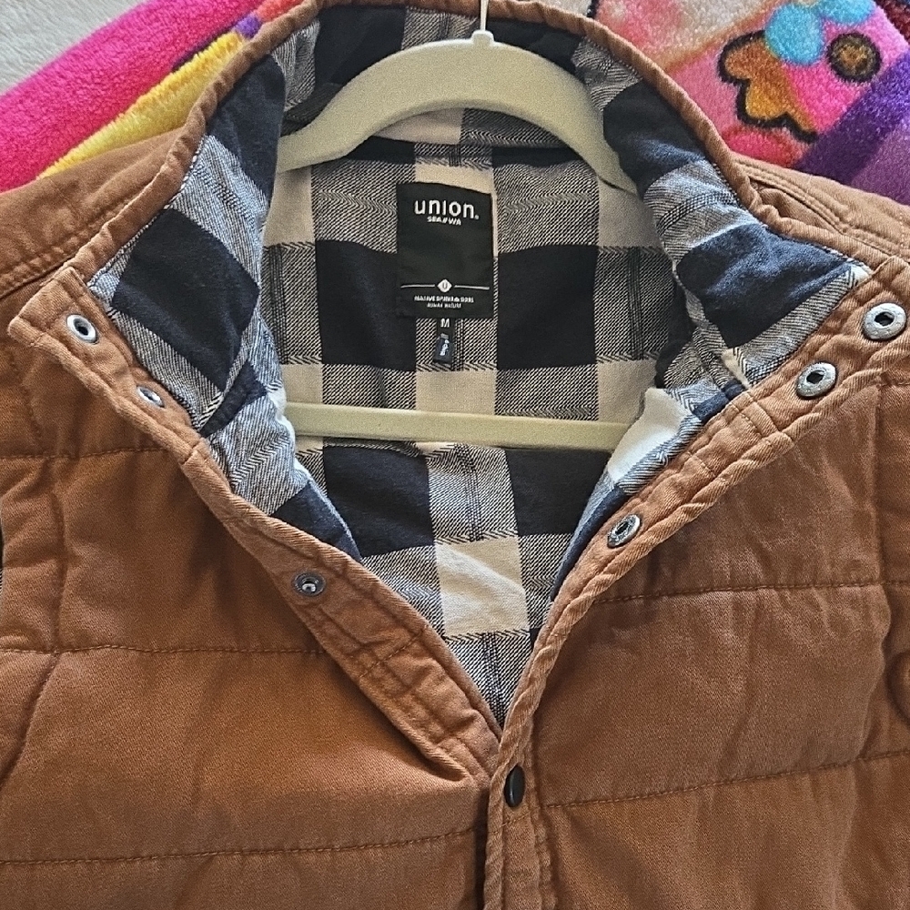 Union Men's Brown Quilted Vest Jacket Size Medium - Picture 6 of 6